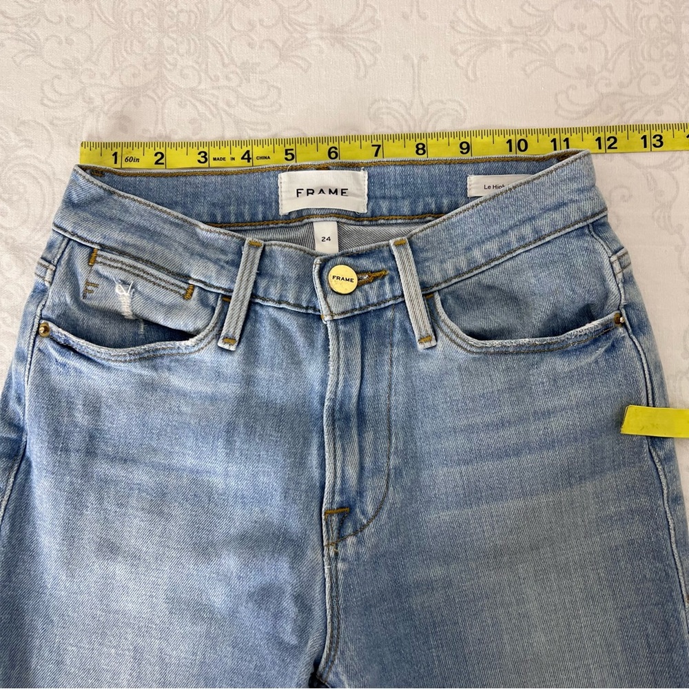 FRAME Denim Le High Straight Sunland Light Wash High Rise Crop Jeans Size 24 - Picture 7 of 16